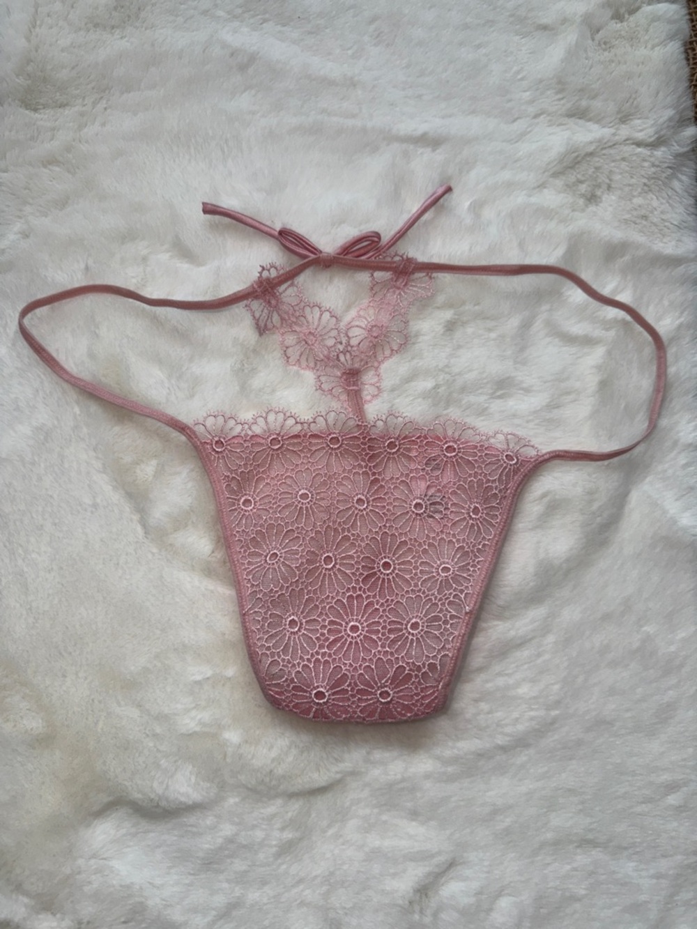 Victoria's Secret Pink Floral Crochet Thong - Picture 3 of 7
